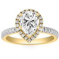 2 1/2Ct Pear Shape Diamond Lab Grown Engagement Ring White Yellow or Rose Gold