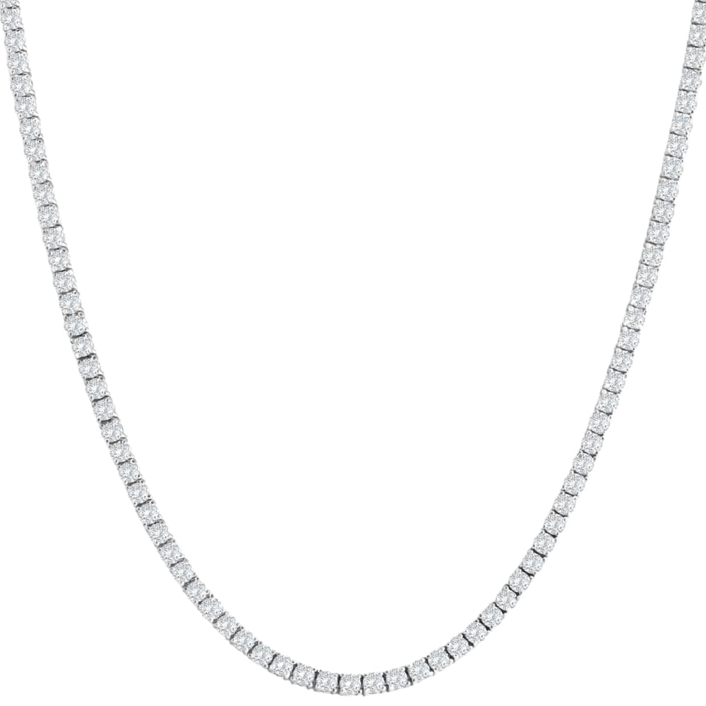 10Ct TW Natural Round Cut Diamond Tennis Necklace 14K White Gold 16.5"