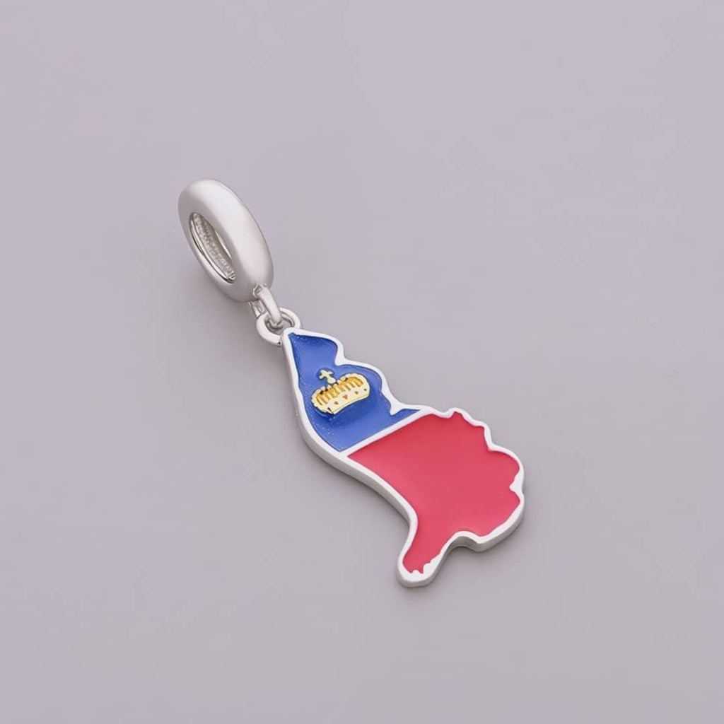 Liechtenstein Map Flag Dangle Charm
