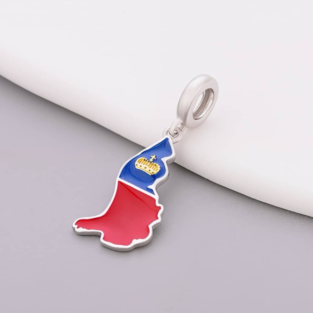 Liechtenstein Map Flag Dangle Charm