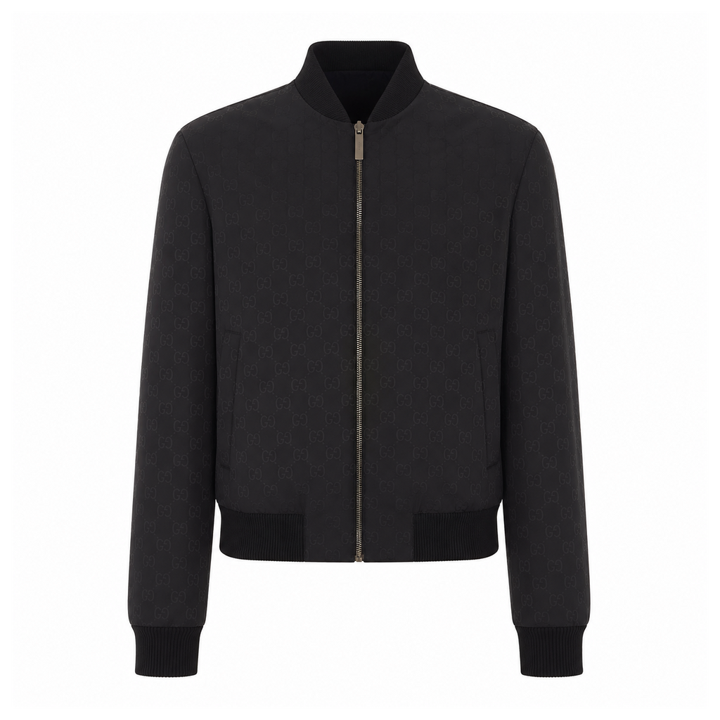 Gucci Men Lightweight Silk Faille Reversible Zipper Jacket