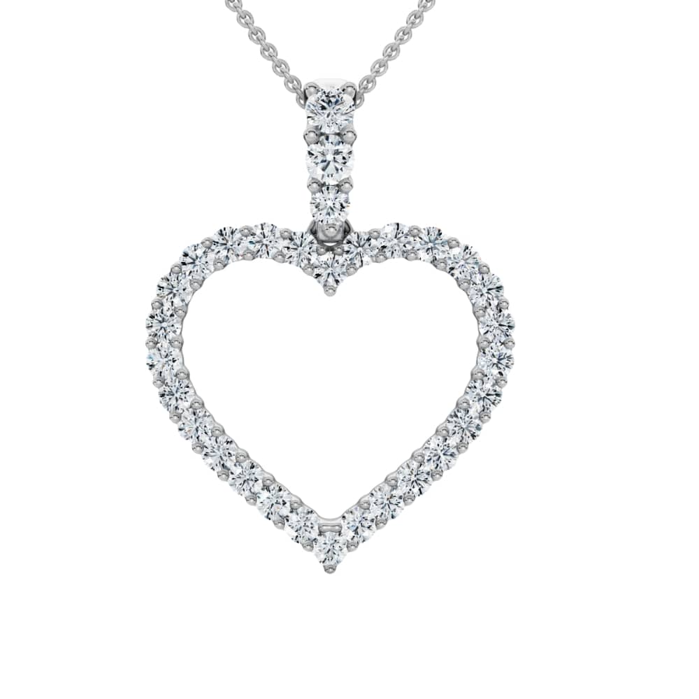 1ct Diamond Heart Pendant 14K White Gold Necklace
