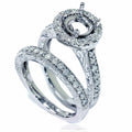 1ct Vintage Engagement Ring Set Semi Mount 14K White Gold Size Selectable