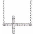 Women's 1/4Ct Diamond Sideways Cross 14k Gold 18" Lab Grown