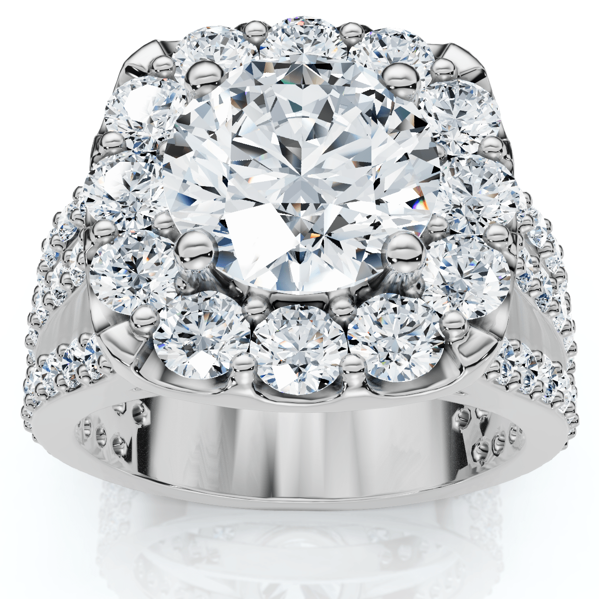 Certified 4Ct Diamond 3-Row Engagement Ring 14k Gold Lab Grown