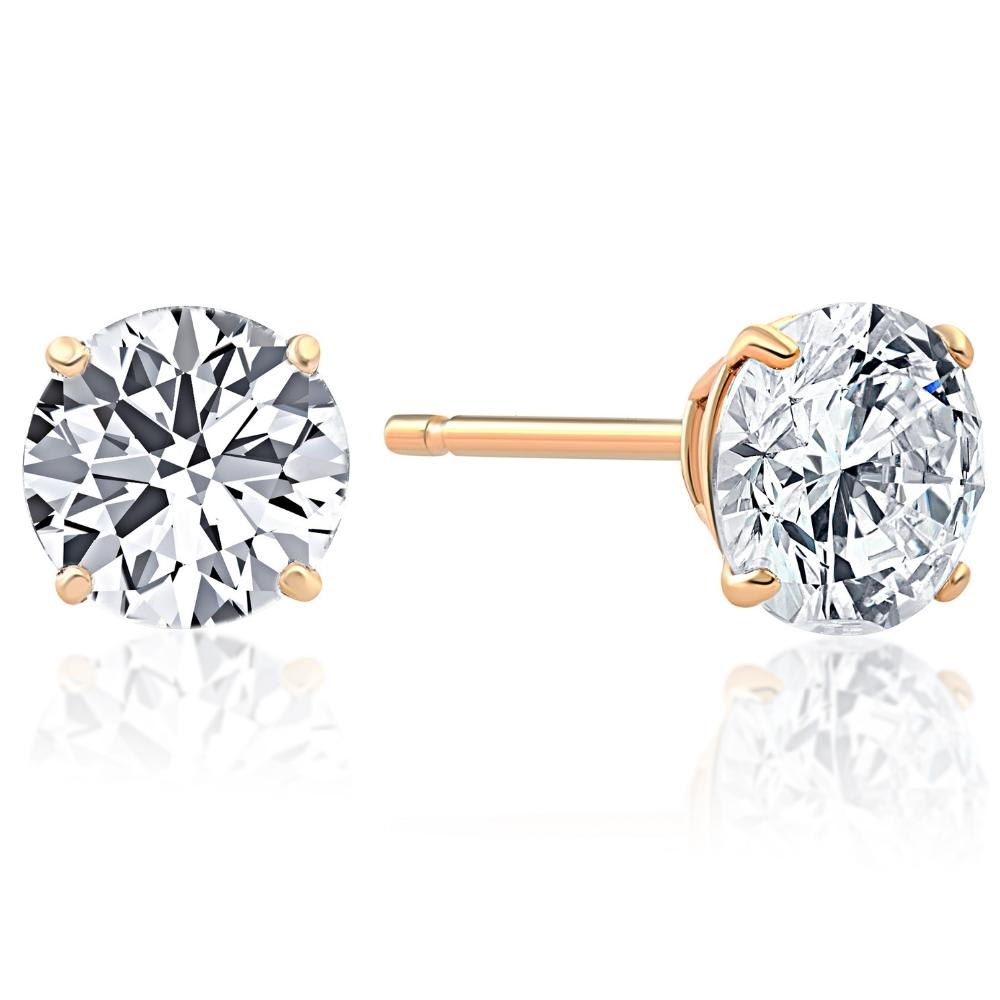 .25Ct Round Brilliant Cut Natural Quality VS2-SI1 Diamond Stud Earrings in 14K Gold Classic Setting