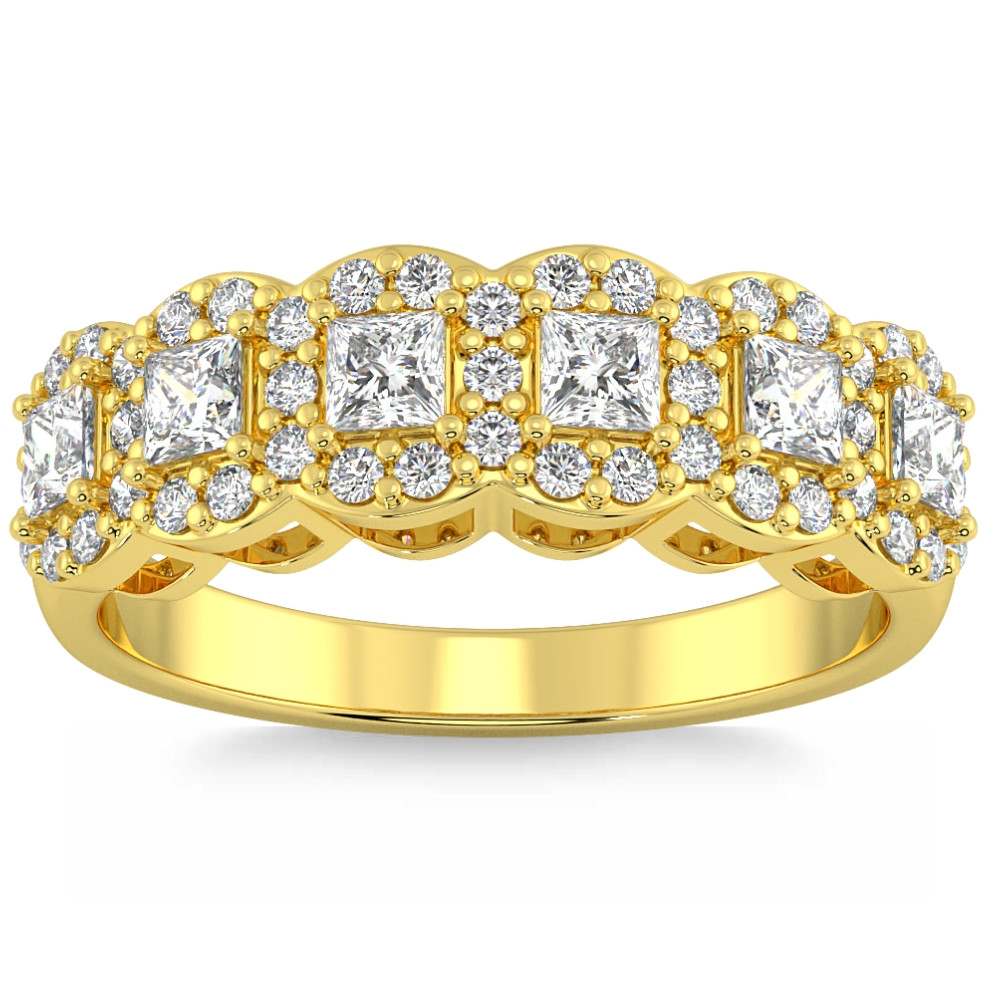 1Ct Princess Cut Diamond Wedding Ring Stackable Band 14k Gold Lab Grown