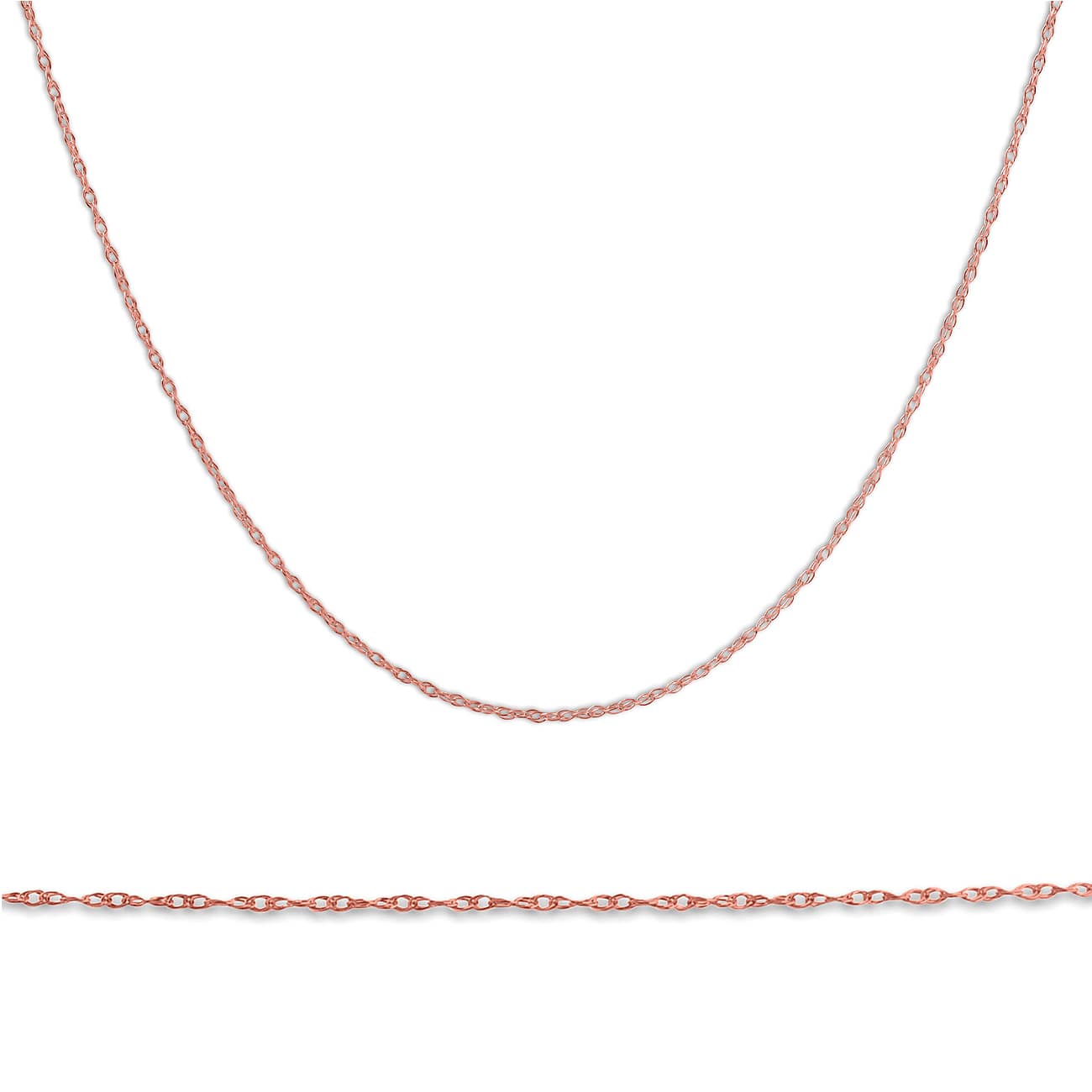 Solid 14k Rose Gold 18" Chain With Spring Ring