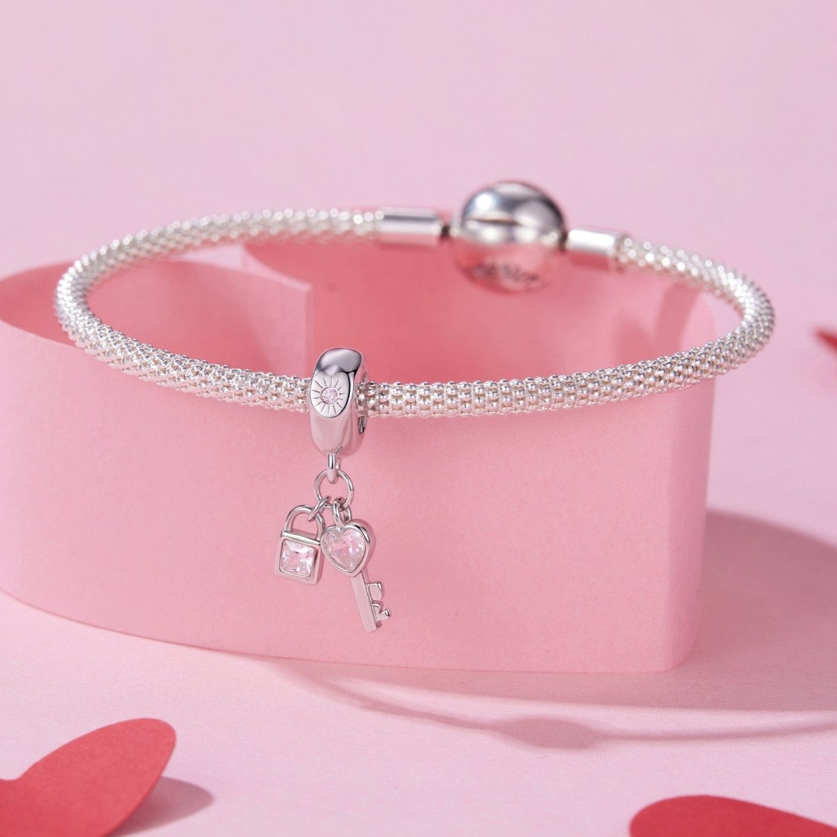 Lock & Key Love Sparkle Dangle Charm