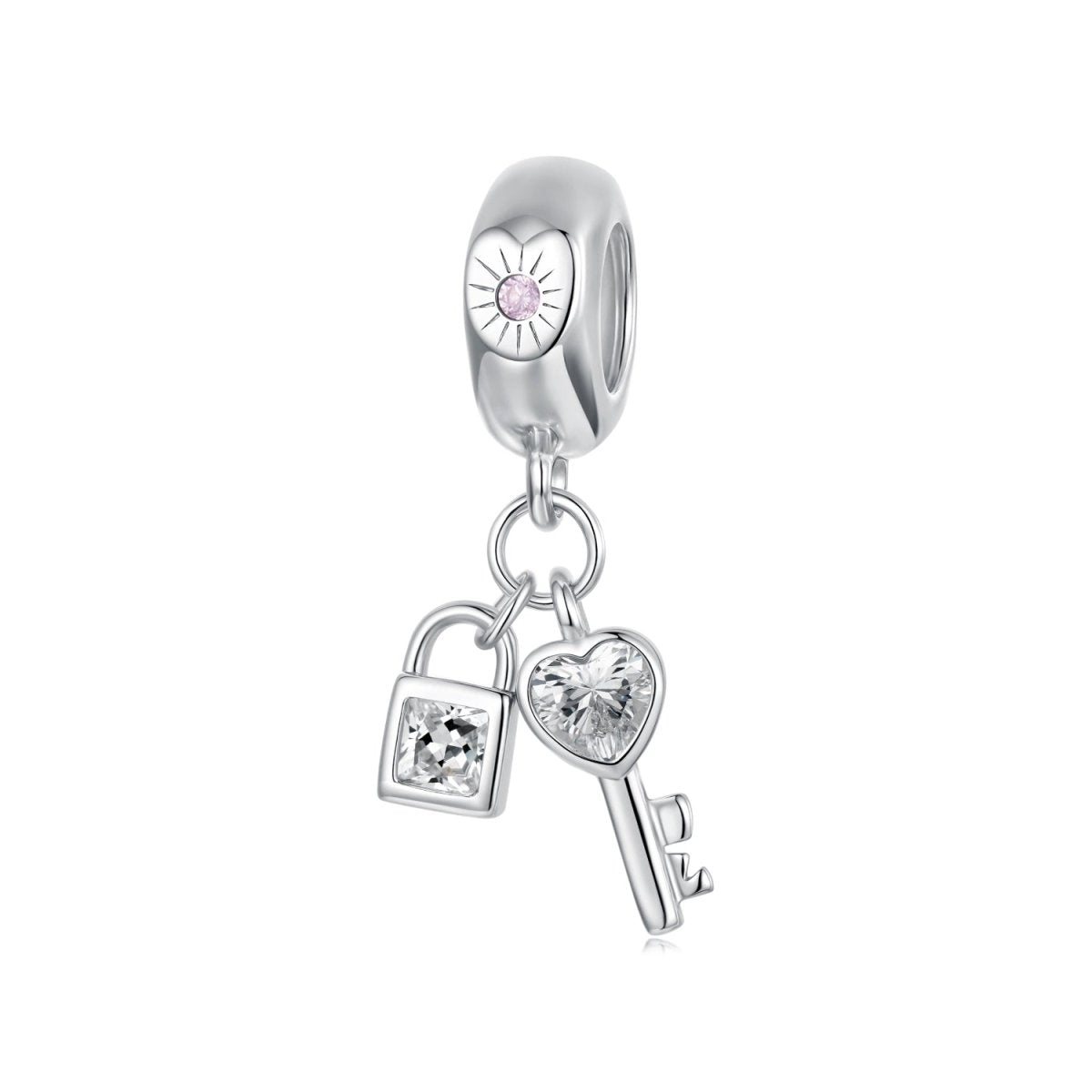 Lock & Key Love Sparkle Dangle Charm