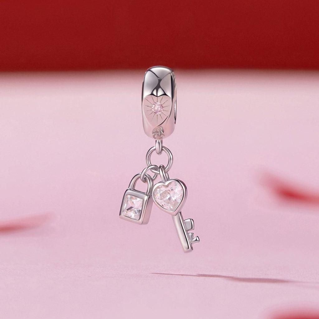 Lock & Key Love Sparkle Dangle Charm