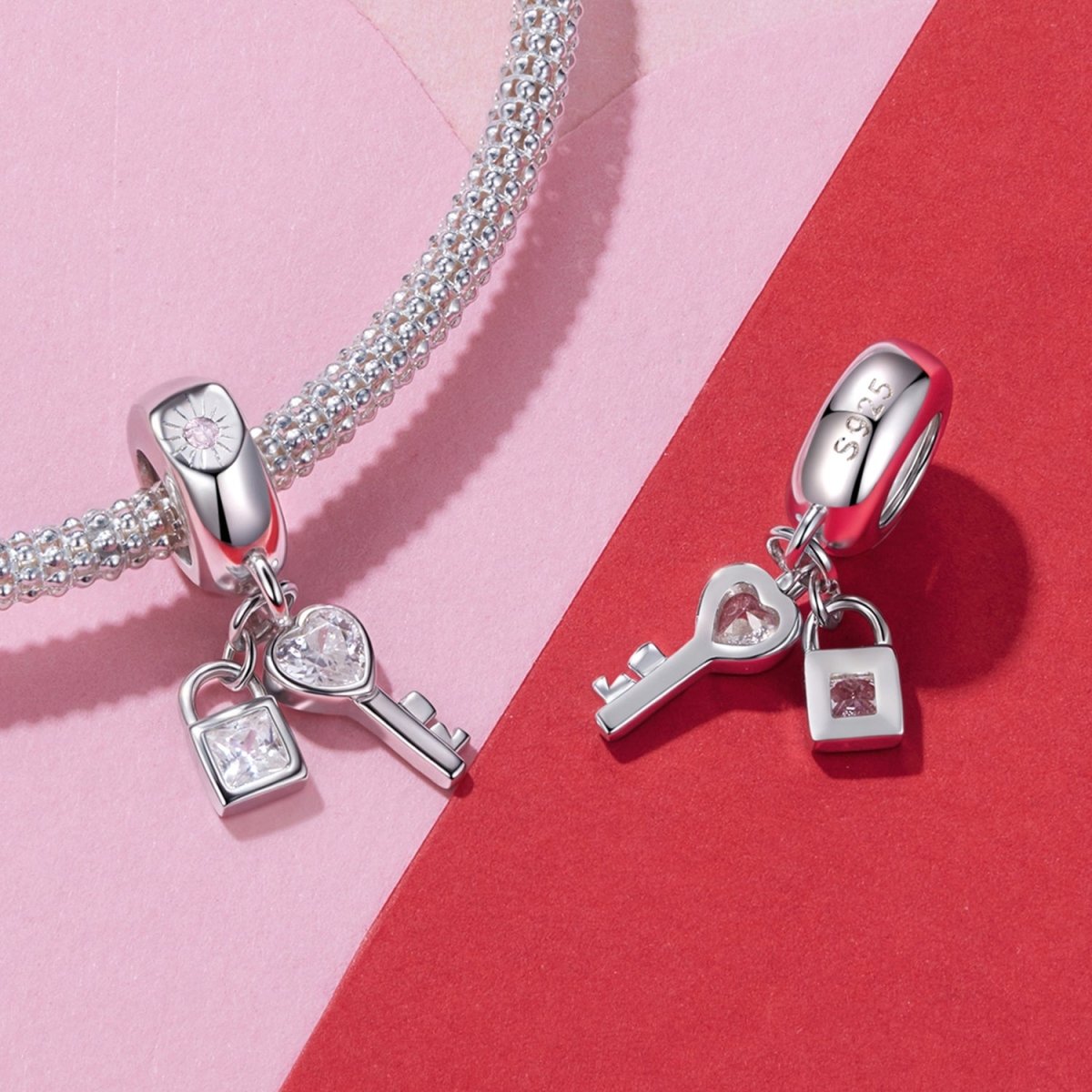 Lock & Key Love Sparkle Dangle Charm