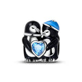 Loving Penguins with Blue Heart Charm