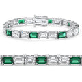 22Ct East West Emerald Diamond Tennis Bracelet 14k White Gold 7" Lab Grown Size: 7