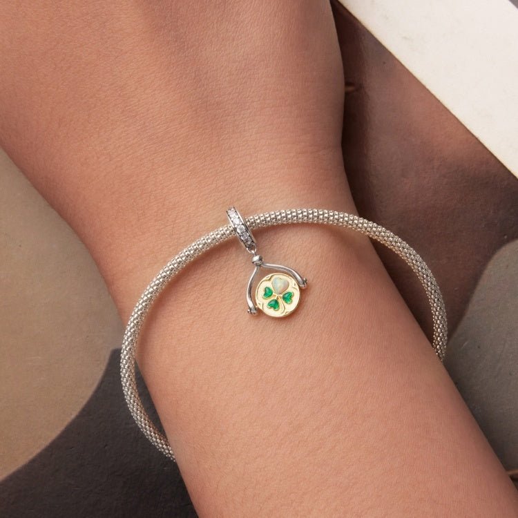 Lucky Clover Coin Dangle Charm