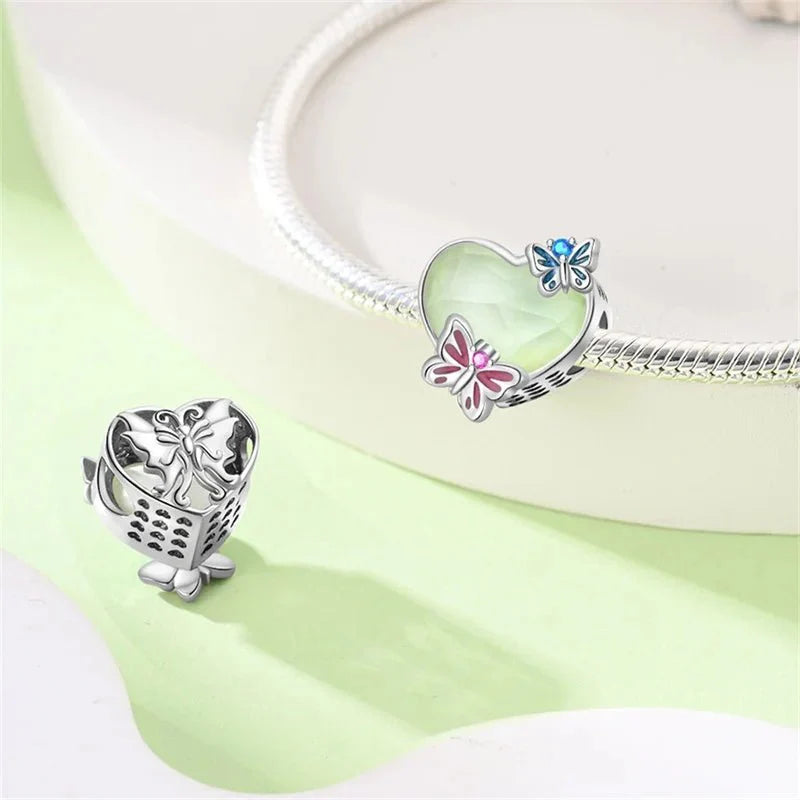 Luminous Butterfly Heart Glow Charm