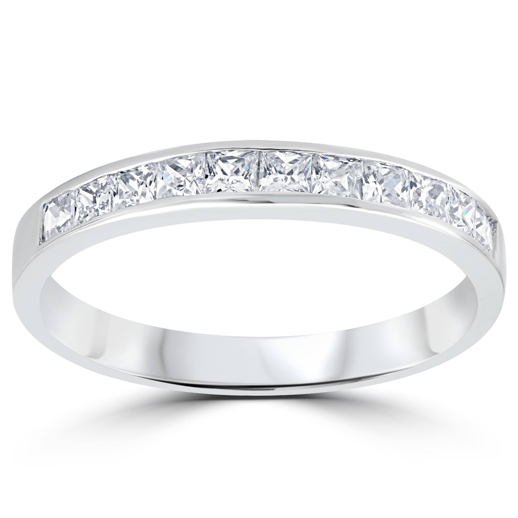 3/8ct Princess Cut Diamond Wedding Anniversary Ring 14K White Gold Size Selectable