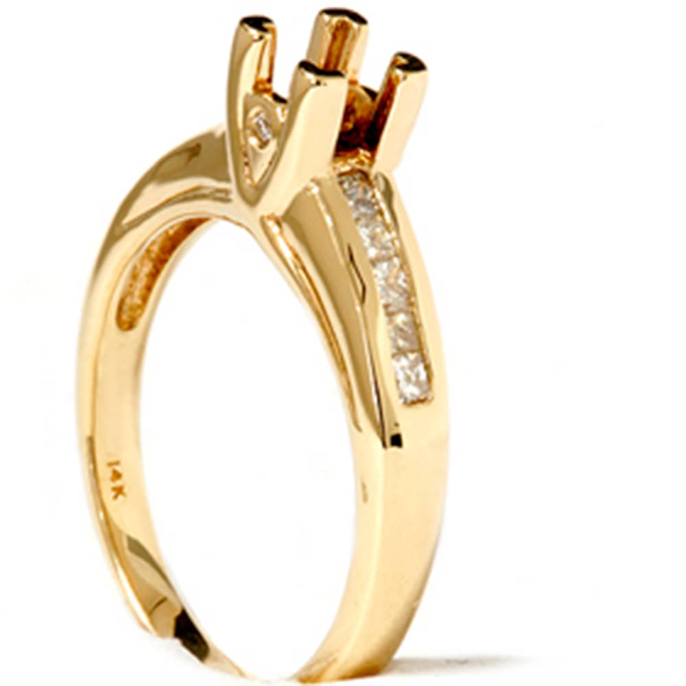 1/3ct Princess Cut Diamond Semi Mount Ring 14K Gold Size Selectable
