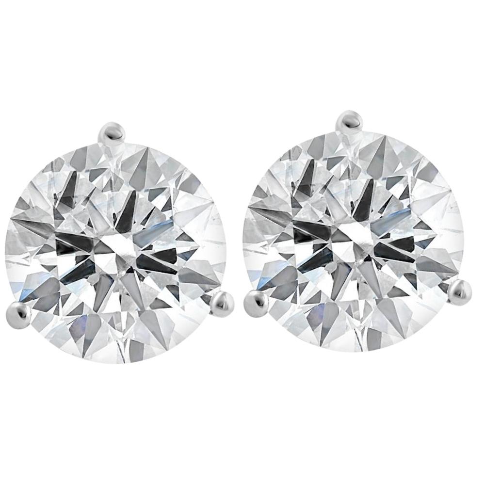 Certified 6 Ct tw 14k White Gold Lab Grown Round-Cut Diamond Martini Studs