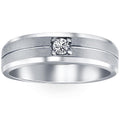 1/6Ct Diamond Brushed Mens Wedding Band in White, Yellow, or Rose Gold Lab Grown
