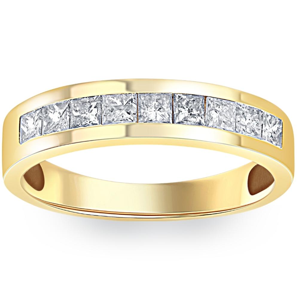 1ct Princess Cut Diamond Wedding Mens 14k Gold Ring Size Selectable