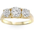 2ct Three Stone Diamond Engagement Ring 14K Yellow Gold Size Selectable