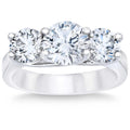 3 1/4Ct TW Round Diamond Three Stone Engagement Ring 14k White Gold Lab Grown
