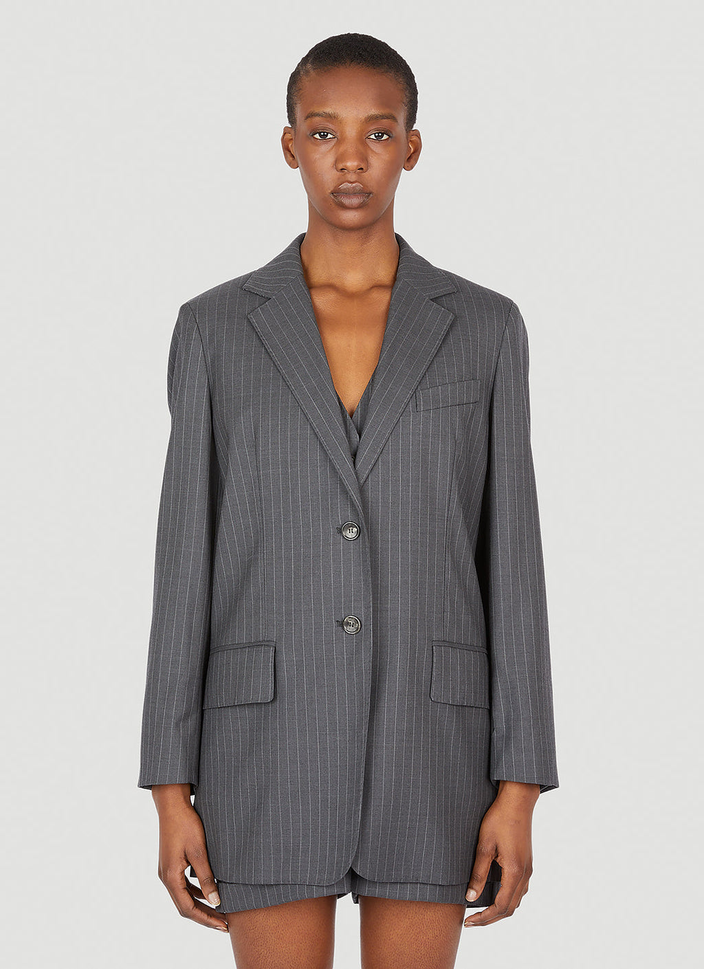 Max Mara Women Pinstriped Wool Blazer