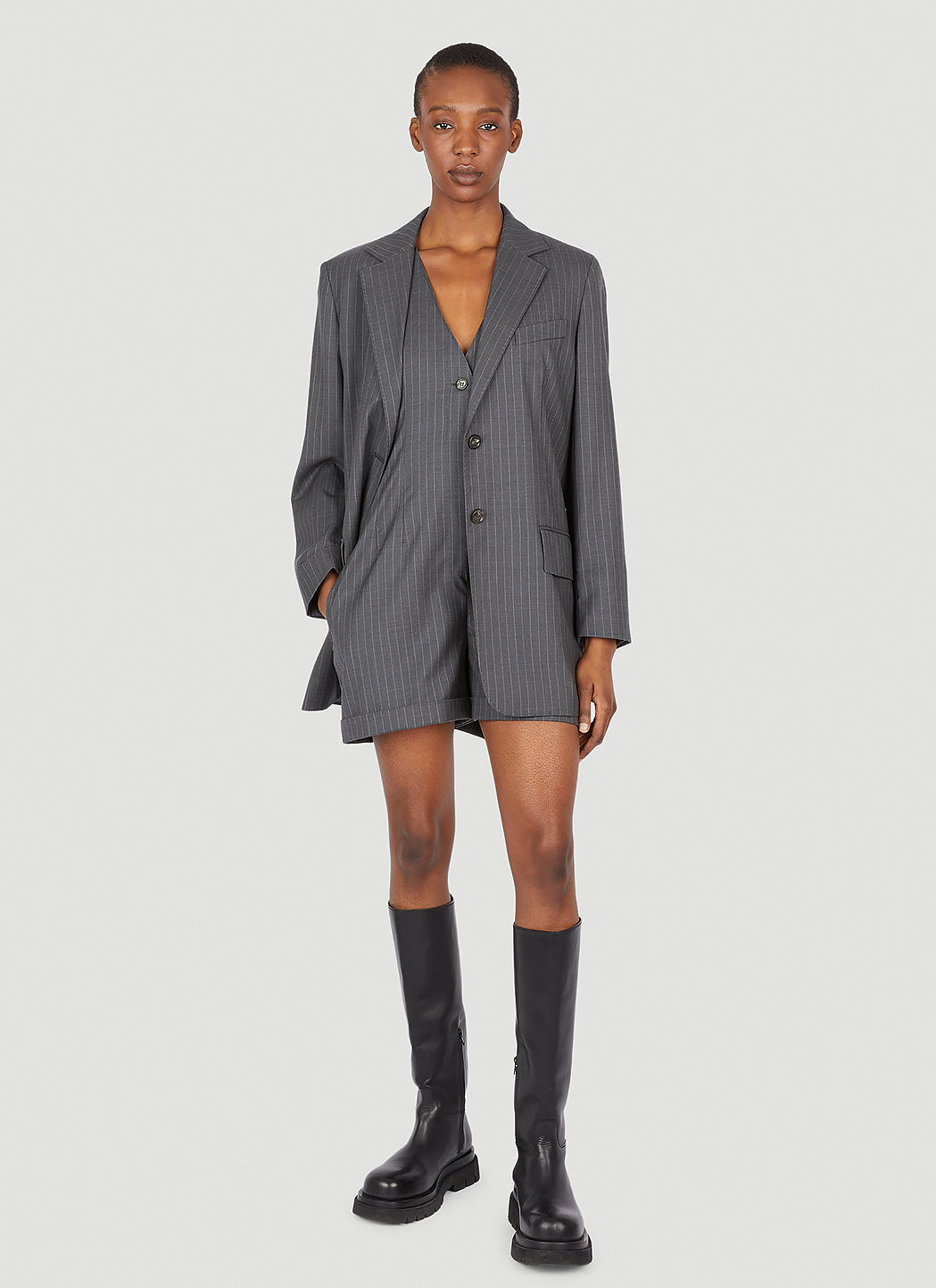 Max Mara Women Pinstriped Wool Blazer