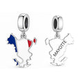 Mayotte Island Map Flag Dangle Charm
