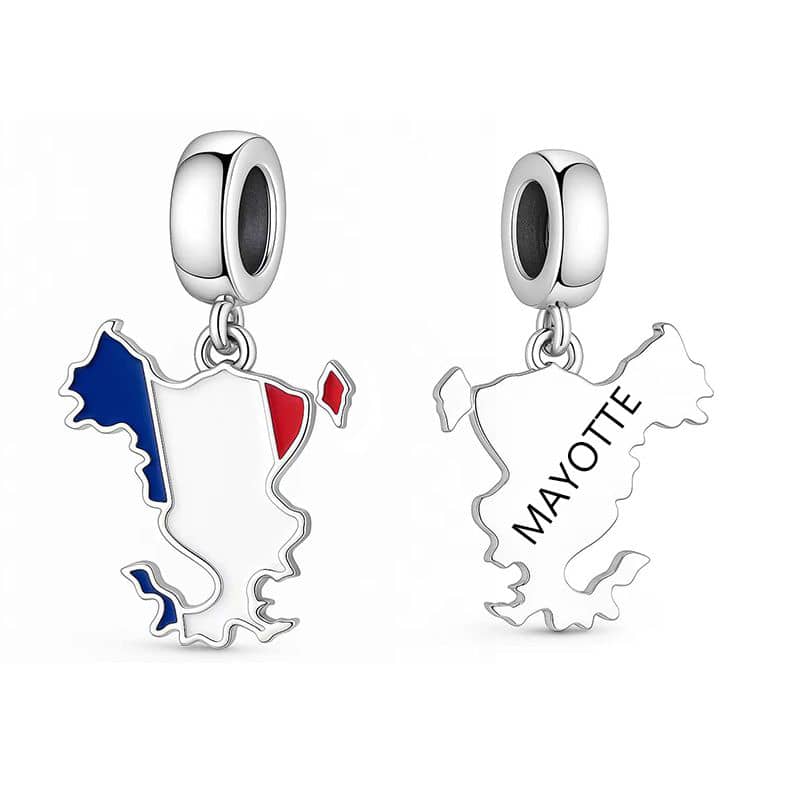 Mayotte Island Map Flag Dangle Charm