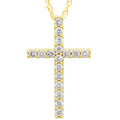 1/3Ct Diamond Cross Pendant Women's Necklace 18" 10k Yellow Gold 21mm Tall