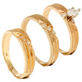 1/4ct Diamond Matching Trio Wedding Ring Set 14K Gold Size Selectable