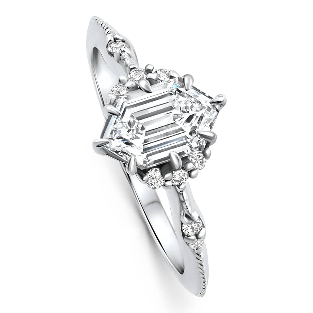 Certified 1 1/3Ct Elongated Hexagon Diamond Engagement Ring 14k Gold Lab Grown