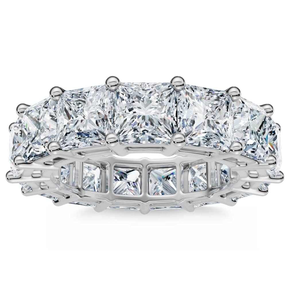 8Ct Princess Cut Diamond Eternity Ring 14k Gold Lab Grown 4.5mm Wide