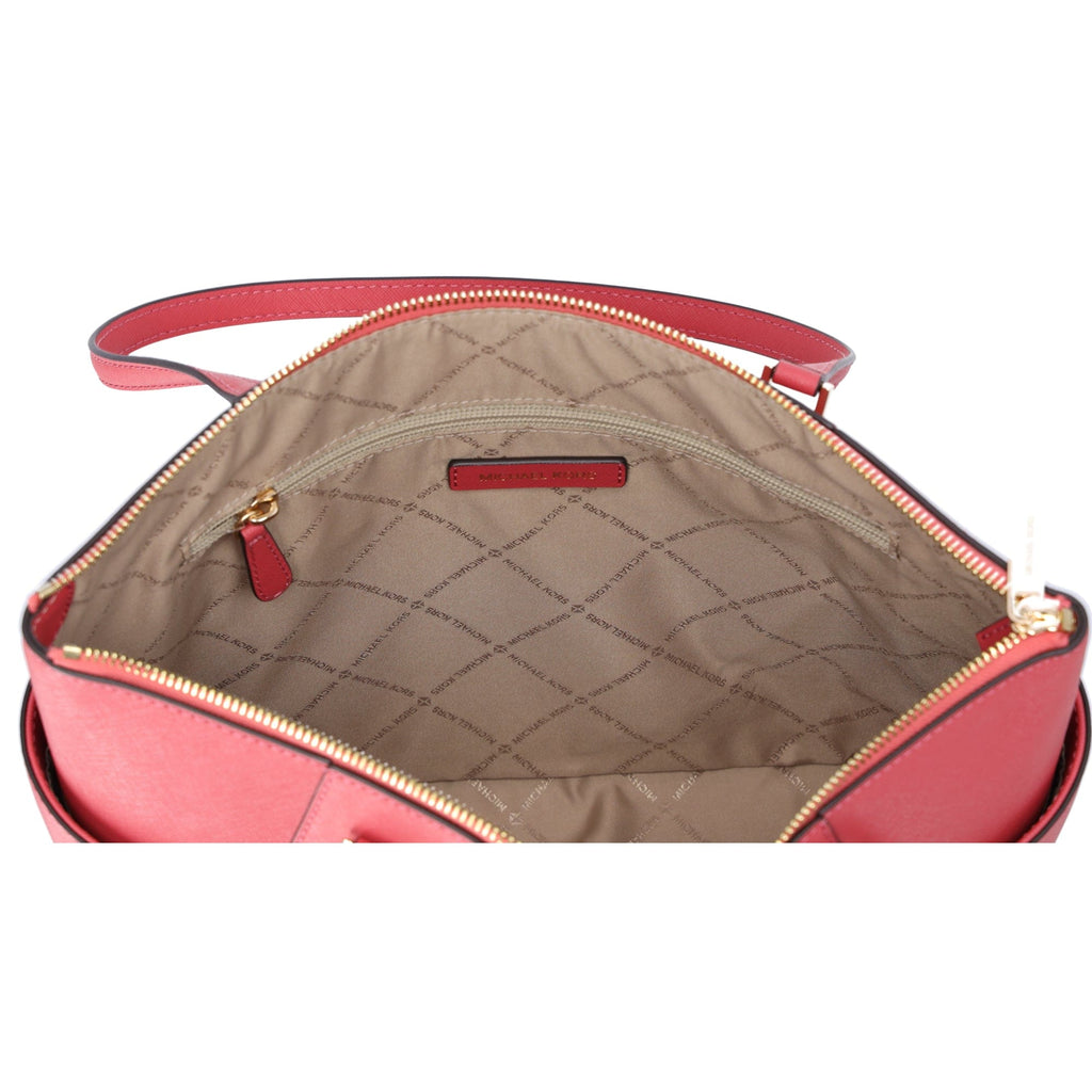 Michael Kors Charlotte Large Top Zip Leather Tote Light Berry Sorbet Pink
