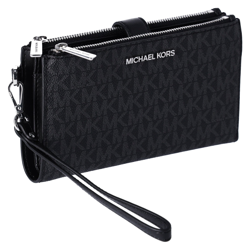 Michael Kors Jet Set Double Zip Wristlet Phone Wallet Black