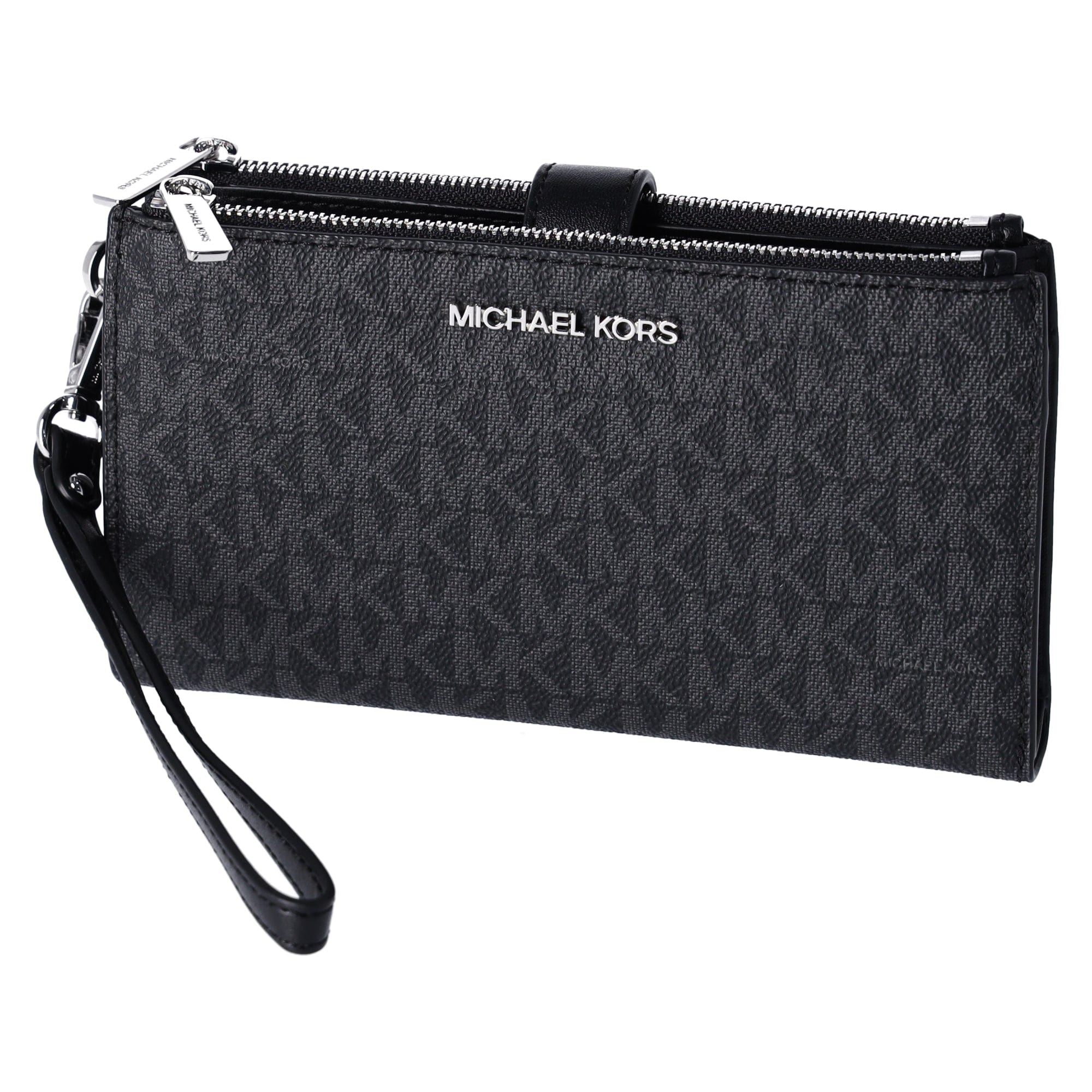 Michael Kors Jet Set Double Zip Wristlet Phone Wallet Black