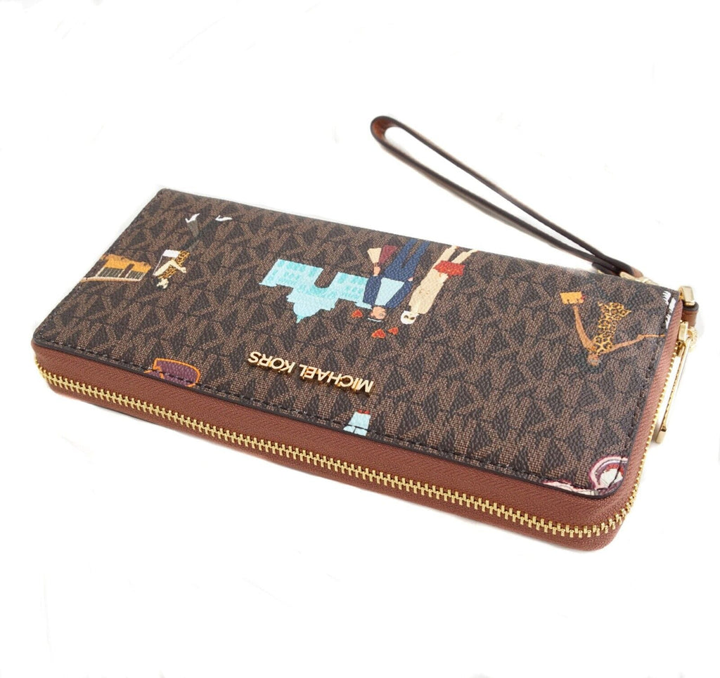 Michael Kors JetSet Girls Large ZipAround Continental WristletWallet Brown
