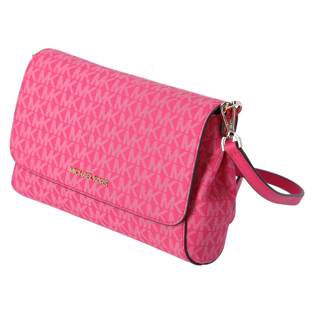 Michael Kors Jet Set Medium Convertible Pouchette Crossbody Electric Pink MK