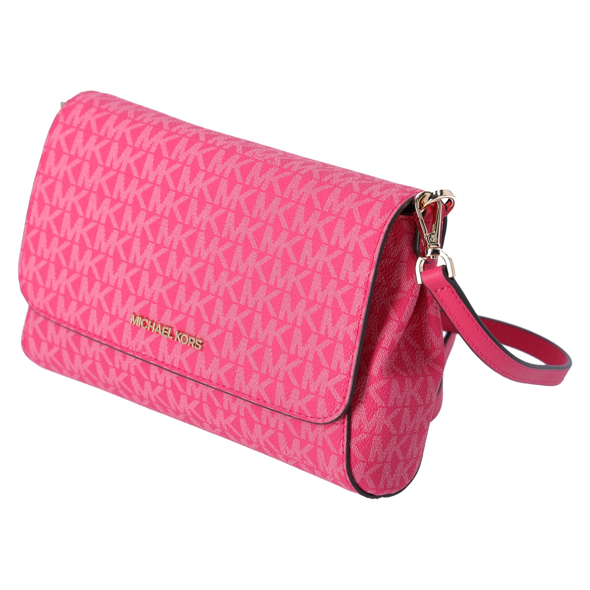 Michael Kors Jet Set Medium Convertible Pouchette Crossbody Electric Pink MK