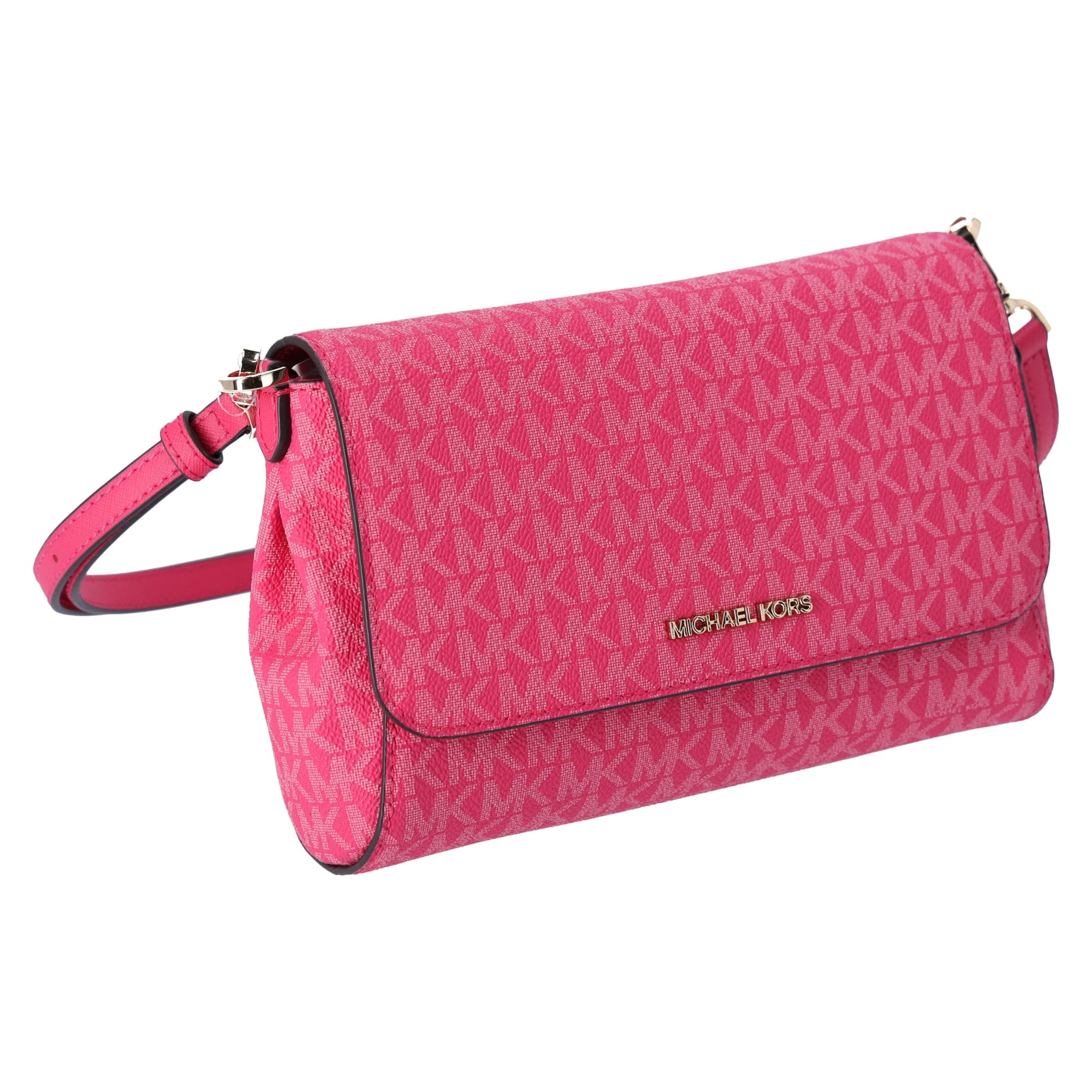 Michael Kors Jet Set Medium Convertible Pouchette Crossbody Electric Pink MK