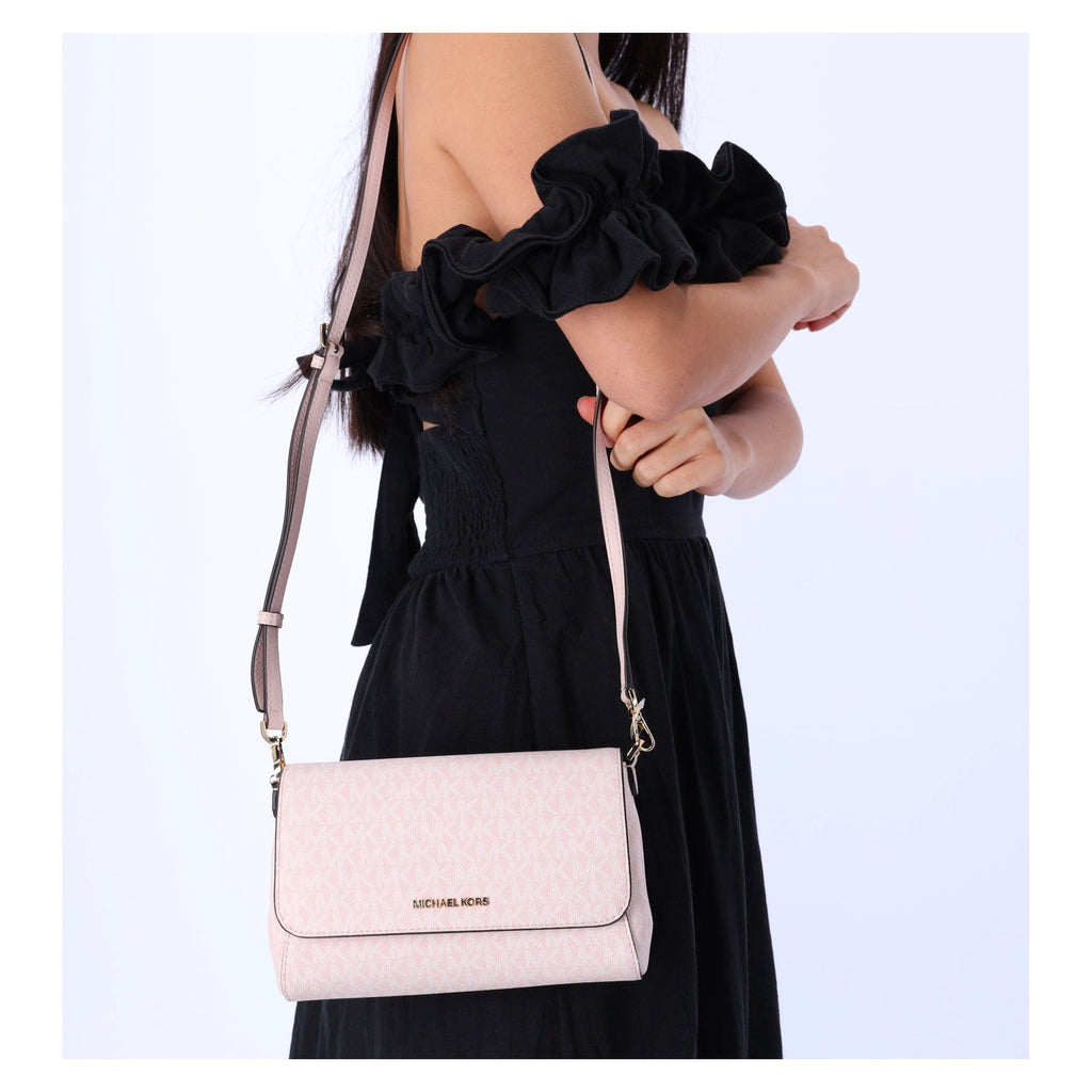 Michael Kors Jet Set Medium Convertible Pouchette Crossbody Light Powder Blush