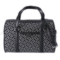 Michael Kors Jet Set Medium Duffle Bag Black Silver Logo Silver Metallic