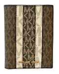 Michael Kors JetSet Travel PassportCase Wallet MKSignature BrownGold