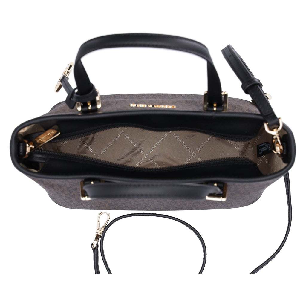 Michael Kors JetSet Small XS Carryall Convertible ToteCrossbody BrownMKBlack