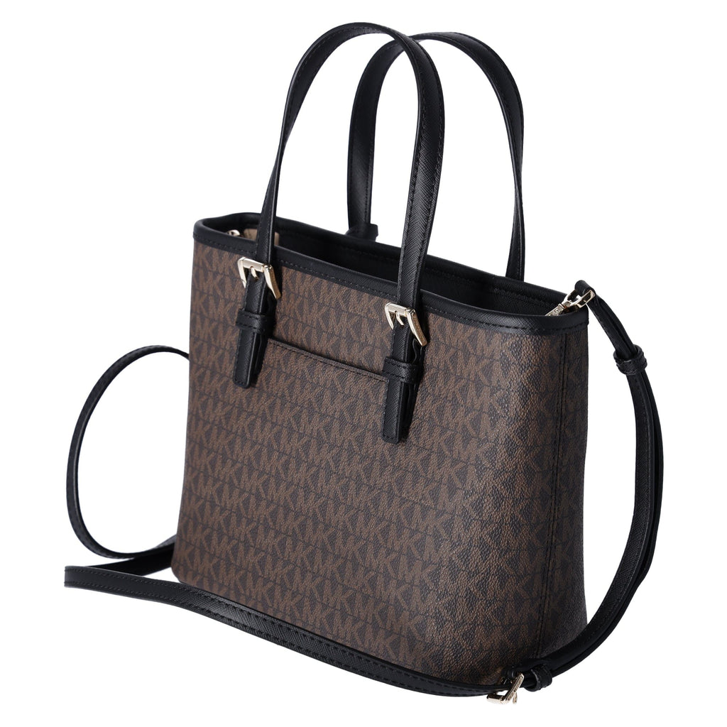 Michael Kors JetSet Small XS Carryall Convertible ToteCrossbody BrownMKBlack
