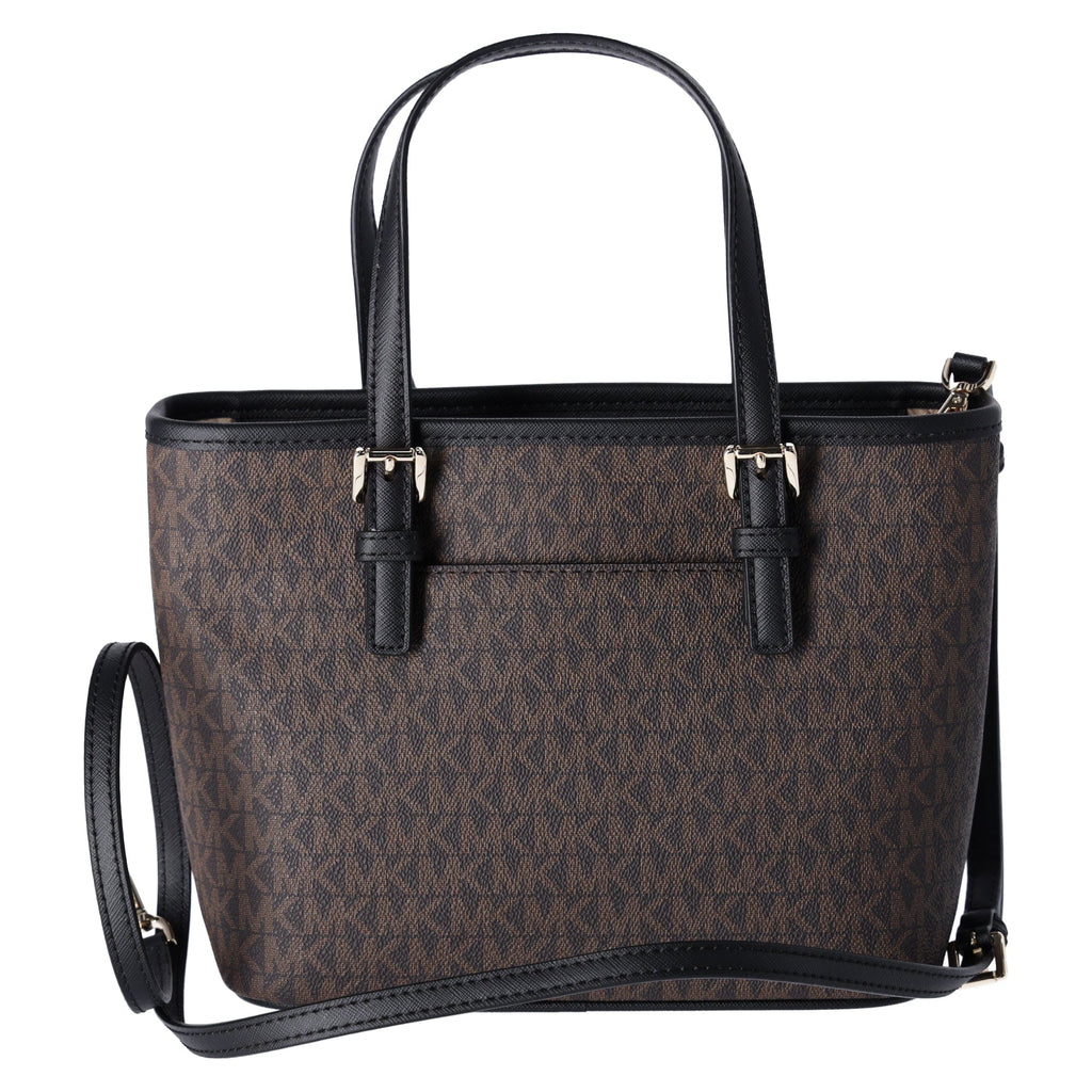 Michael Kors JetSet Small XS Carryall Convertible ToteCrossbody BrownMKBlack