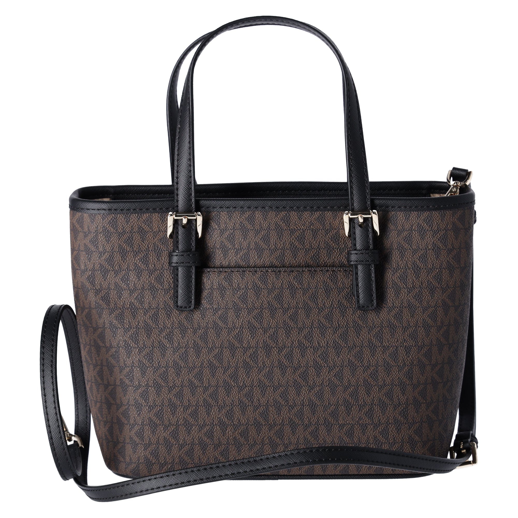 Michael Kors JetSet Small XS Carryall Convertible ToteCrossbody BrownMKBlack