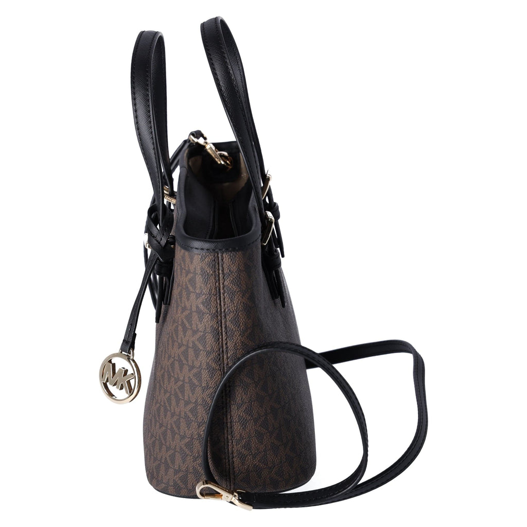 Michael Kors JetSet Small XS Carryall Convertible ToteCrossbody BrownMKBlack